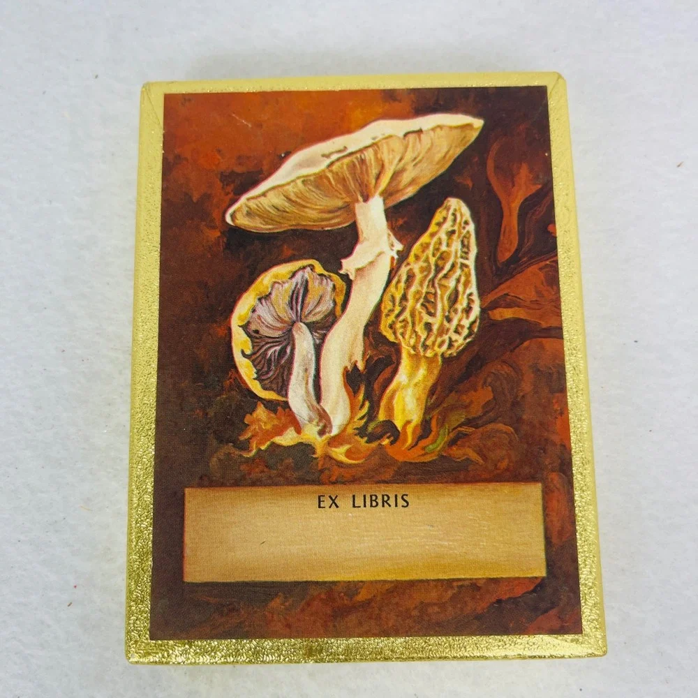Vintage Antioch Bookplate Company Mushroom Ex Libris Book Plates Boxed Set USA